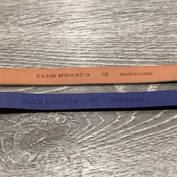 CLUB MONACO SET OF 2 LEATHER BELTS GREEN BLUE CREAM SNAKE XS - Picture 4 of 6